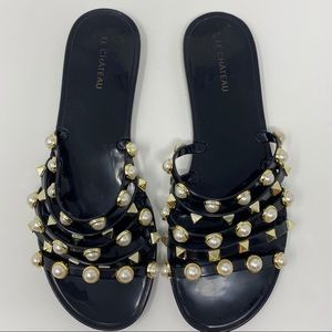 Le Chateau Pearl Embellished Strappy Jelly Slide